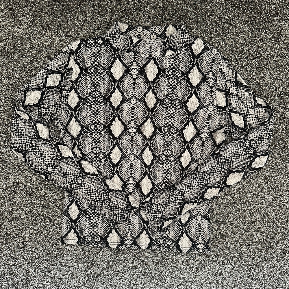 Snakeskin print long sleeved mock neck tee By Caution to the Wind